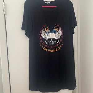 Mesh V-neck T-shirt Dress